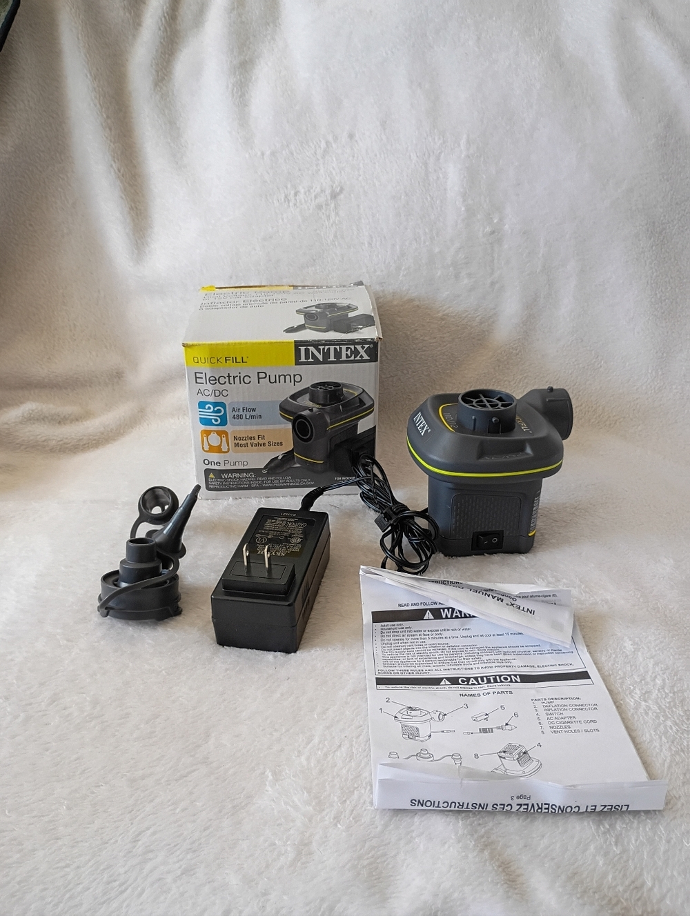 Electric Air Pump - Gray/Green Portable AC/DC Pump
